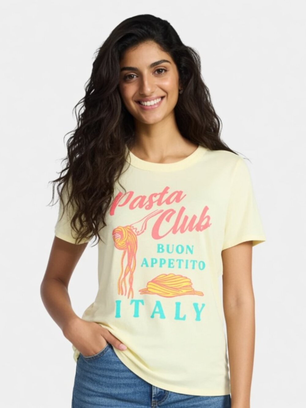 NEW Doe Pasta Club Buon Appetito Italy Women's Graphic Large (12/14) Short Sleev